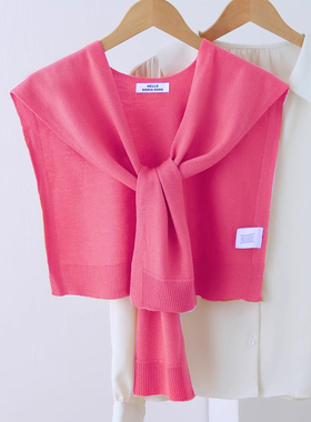 针织小披肩女春秋夏季外搭肩空调护颈坎肩搭配衬衫裙子网红薄围巾