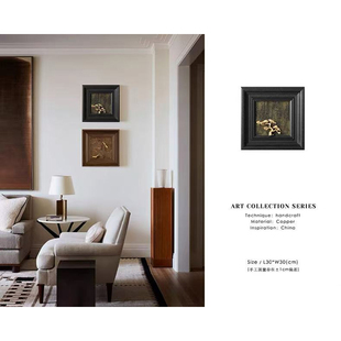 手工雕刻新中式 松与雀 家居禅玄关客厅 小幅立体铜雕组画 若奈