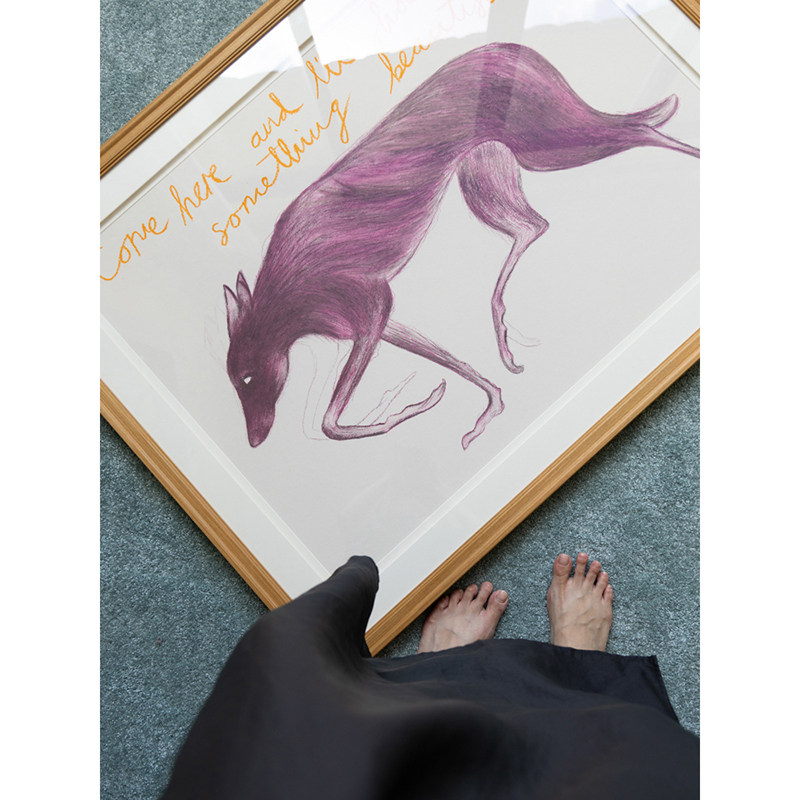 若奈 紫气入梦！灵狐守护Vintage彩蜡手绘好寓意玄关客厅新年挂画,家居饰品,现代装饰画,淘宝优惠券,粉丝福利购,淘宝优惠卷