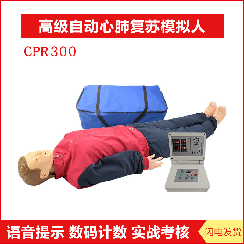 CPR300高级自动全身心肺复苏模拟人 语音提示 数码计数 实战考核