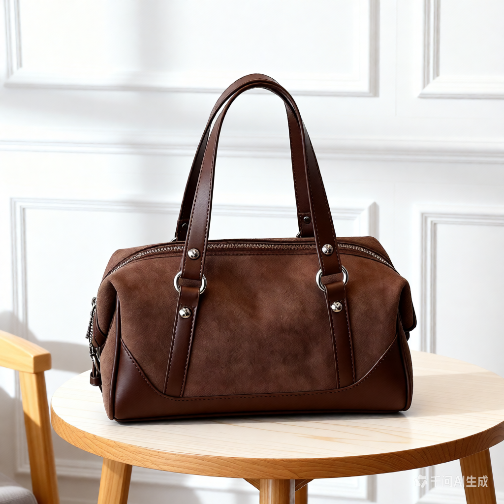 2025新款复古磨砂皮波士顿包女大容量手提包高级感通勤单肩斜挎包