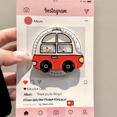 汽车史努比摇摇乐磁吸支架适用MagSafe手机壳吸附可伸缩桌面支撑