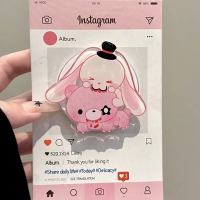 ins粉色小熊甜品兔适用MagSafe磁吸支架手机强力吸附懒人桌面支撑