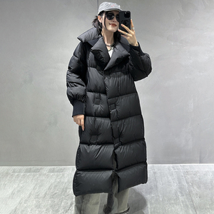 欧货泡芙保暖羽绒服女2023冬季新款中长款过膝宽松白鸭绒加厚外套