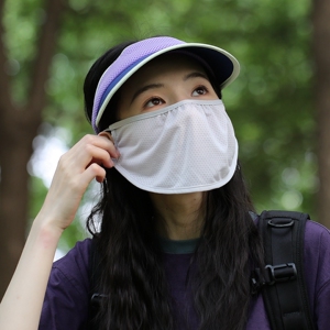 新款冰丝防晒面罩男女春夏季遮脸轻薄一片式透气网眼半脸口罩户外