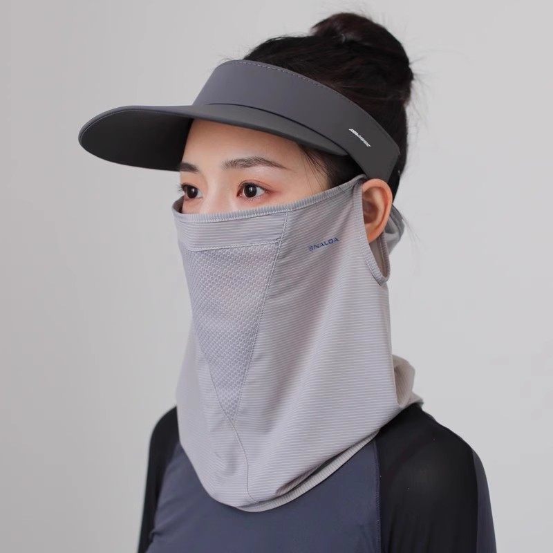 出口韩国防晒面罩跑步透气网眼挂耳围脖式男女夏户外骑车遮脸护颈