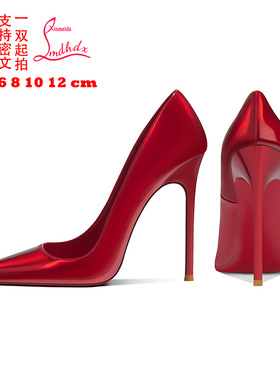 12cm红底超细跟高跟鞋 2025夏新款欧美大码女鞋41-44爆款高端