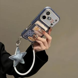 新款蓝牛仔星星卡包苹果17ProMax适用17pro壳16斜挎长绳15蓝布手腕带14全包ins风保护套13防摔手机壳女