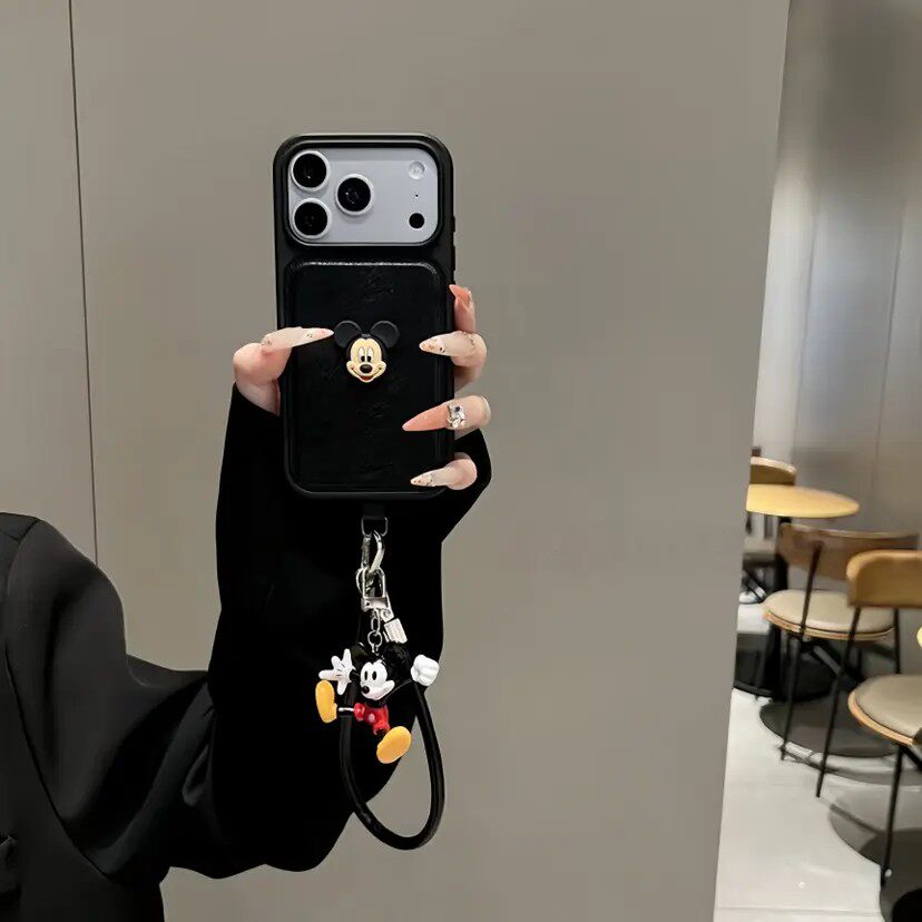 新款高级感陨石纹立体米奇适用苹果17ProMax创意小众16Pro日韩卡通15全包保护套14防摔手机壳13搞怪个性