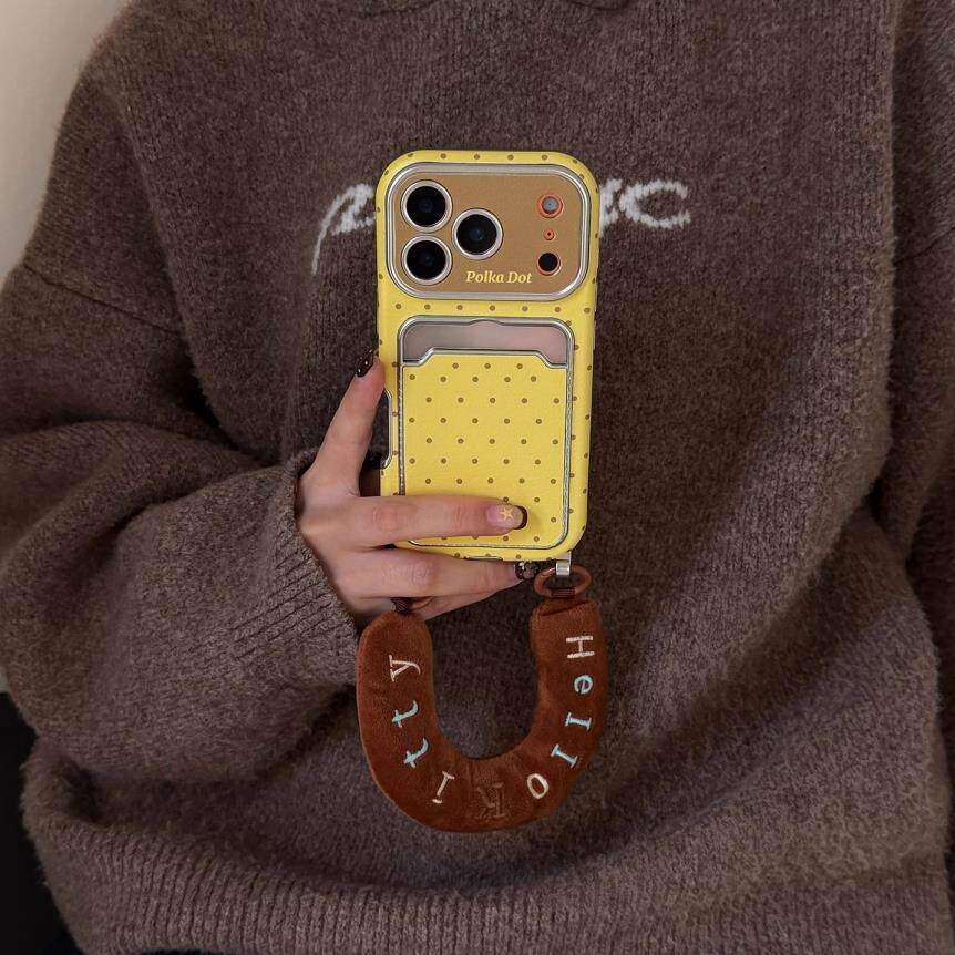 新款高级感明黄俏皮波点苹果17Promax适用17Pro创意个性16艺术ins风15全包保护套14简约小众13防摔手机壳女