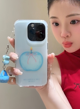 小众美术油画小清新花篮子蓝苹果适用苹果17PPromax简约艺术16Pro创意小众15高级感14全包保护套13防摔手机壳