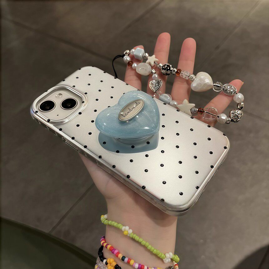 韩国ins银色波点适用苹果16Promax创意简约个性15Pro高级感趣味14潮全包保护套13防摔手机壳女