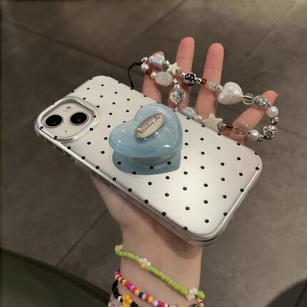 韩国ins银色波点适用苹果16Promax创意简约个性15Pro高级感趣味14潮全包保护套13防摔手机壳女