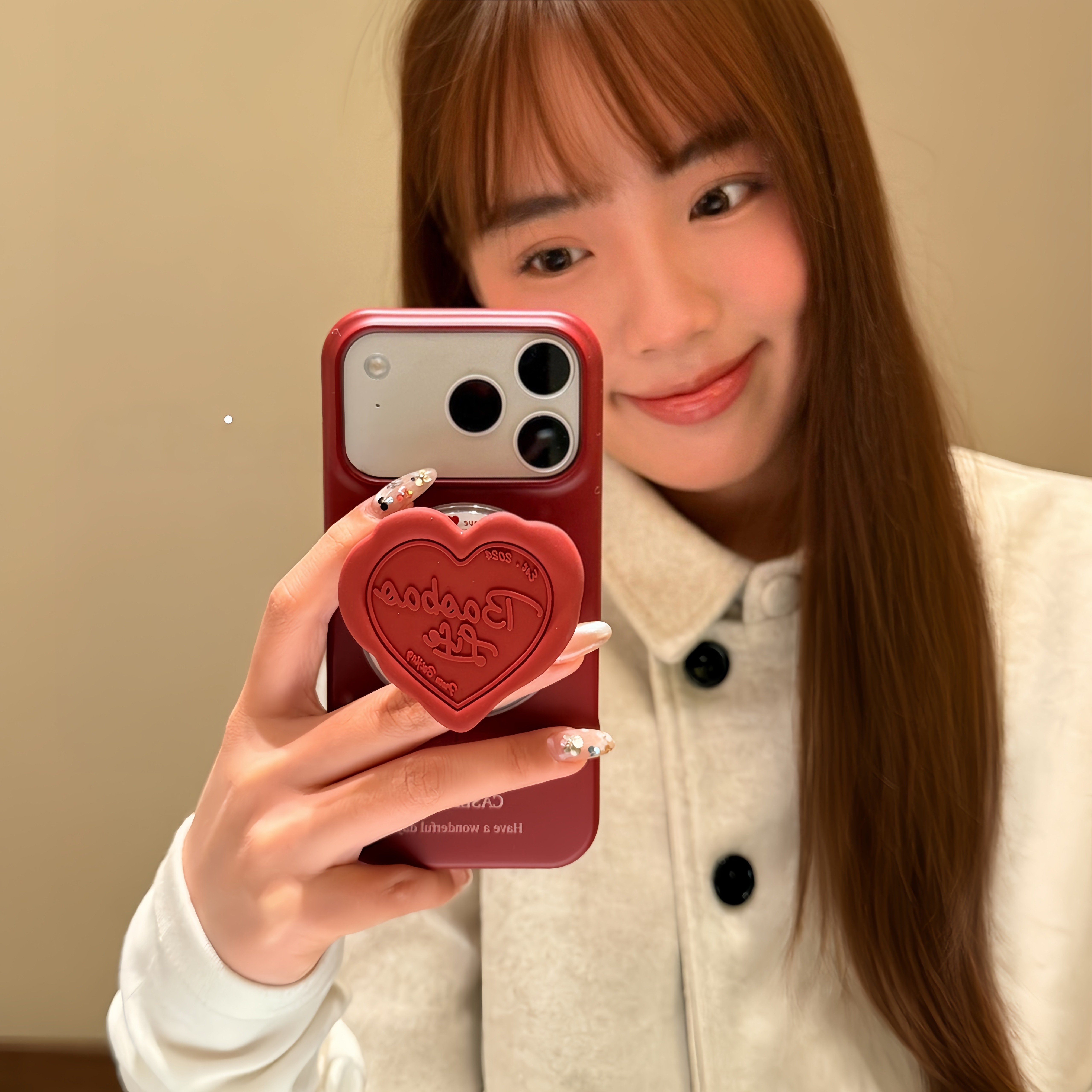 韩系ins简约纯红爱心适用苹果17Promax艺术个性16创意小众15少女全包高级感14全包保护套13防摔手机壳17Pro女