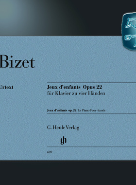 亨乐原版 比才 儿童游戏op 22 钢琴四手联弹 带指法 Bizet Jeux d'enfants für Klavier 4ms HN609