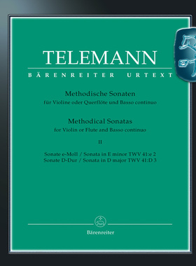 骑熊士原版 泰勒曼十二首教材奏鸣曲卷二 小提琴 长笛和低音通奏 Telemann Methodical Sonatas Volume 2 BA2242