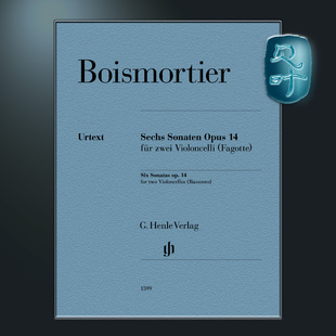 亨樂原版 HN1599 two Six 2把大提琴或巴松管 Violoncellos op. 六首奏鳴曲op14 for Sonatas 博伊斯莫帝爾 Boismortier