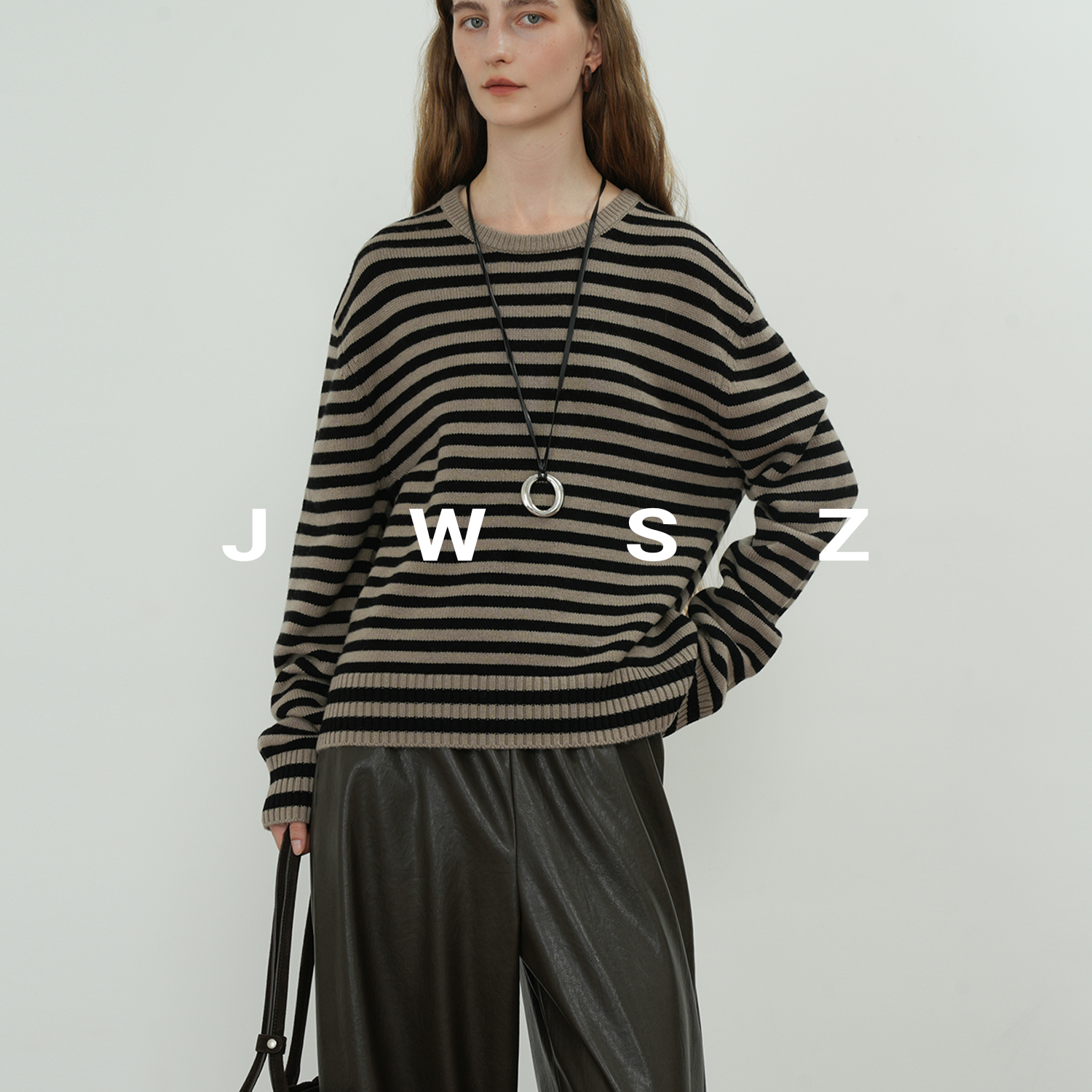 JWSZ 强推B入 极细柔软荃羊毛宽松百搭MIU风廓形条纹套头毛衣