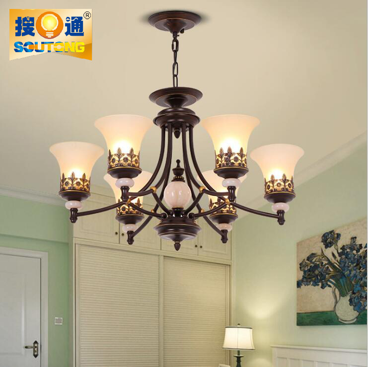 新款客厅灯复古卧室灯铁艺北欧风格餐厅灯地中海吊灯110V220V,家装灯饰光源,客厅吊灯,淘宝优惠券,粉丝福利购,淘宝优惠卷