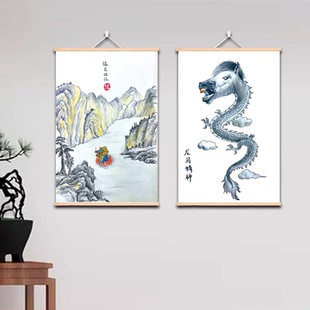 龙归故里搞笑挂画龙马精神手绘实木壁画办公室过道解压创意恶搞画