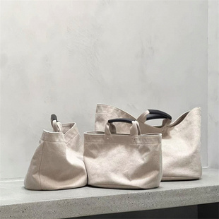 随性松弛感日系 简约极简风手拿包纯色 ARTS手提包 全套帆布托特