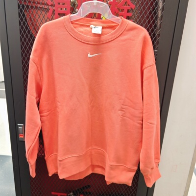 耐克女子红色卫衣2026春加绒宽松版运动休闲套头衫FZ4271 DQ5734