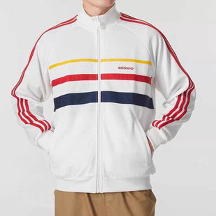 休闲夹克外套 复古条纹立领拉链长袖 IW3233 男女 Adidas三叶草经典