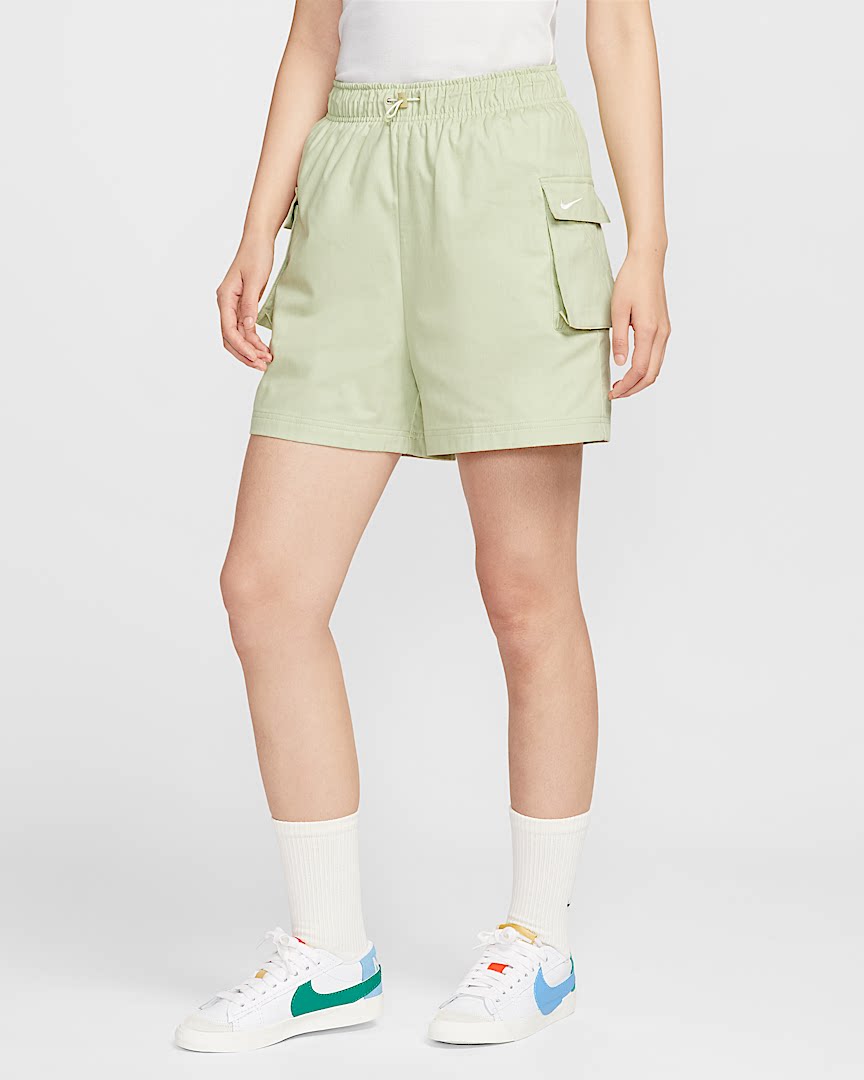 Nike/耐克新款夏季女子小花刺绣标棉质休闲工装裤运动短裤IH9273