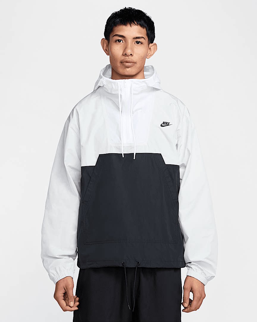 Nike耐克CLUB男子休闲半拉链连帽套头衫梭织外套 HJ1958