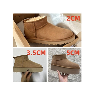 UGG桑坡羊皮毛一体雪地靴周冬雨同款厚底平底短筒低帮冬季男女清