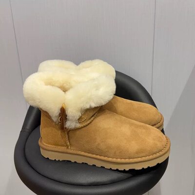 UGG桑坡牛角扣羊皮毛一体雪地靴高筒低筒三粒牛角扣高帮羊毛雪地