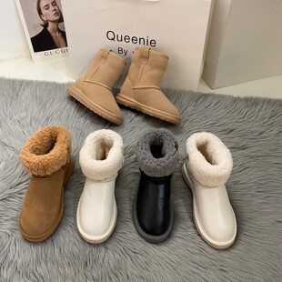 UGG河南桑坡村雪地靴女鞋子秋冬季加绒加厚毛毛鞋皮毛一体俄罗斯