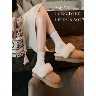 UGG河南桑坡村uG家真皮毛一体雪地靴新款千颂伊厚底拖鞋女增高鞋