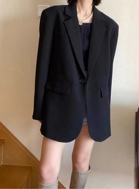 高级感黑色气质西装外套女冬秋季2025新款小个子休闲宽松韩版