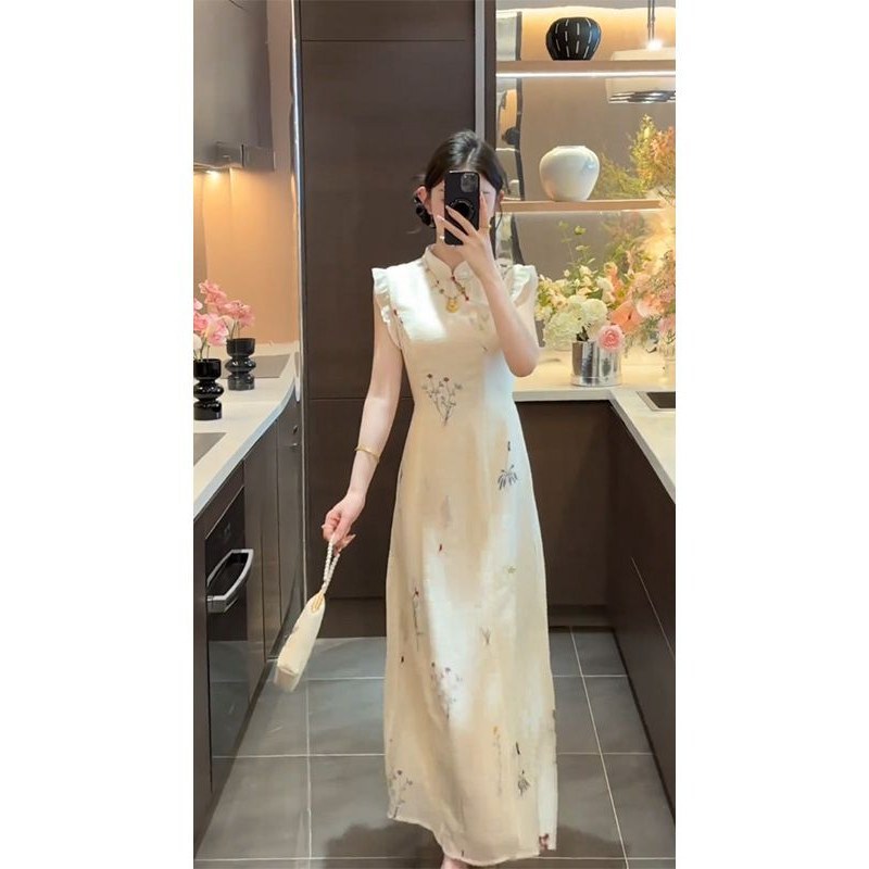 新中式气质国风旗袍连衣裙2025夏季新款复古绣花显瘦收腰长裙女装