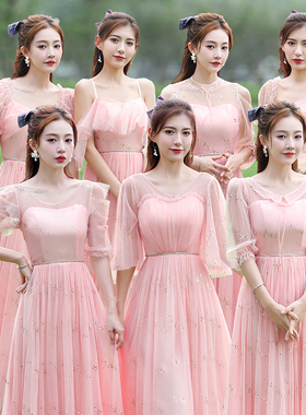 灰色伴娘服2025秋冬新款仙气质长款显瘦仙气姐妹团晚礼服裙女轻奢