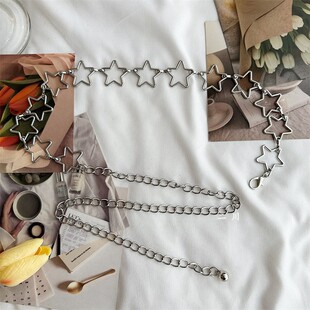 裙带 饰连衣裙甜美原宿风金属链条韩版 星星腰链女士时尚 百搭腰带装