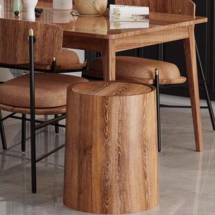 新款复古仿木纹垃圾桶家用翻盖大容量客厅厨房民宿办公室商用中式