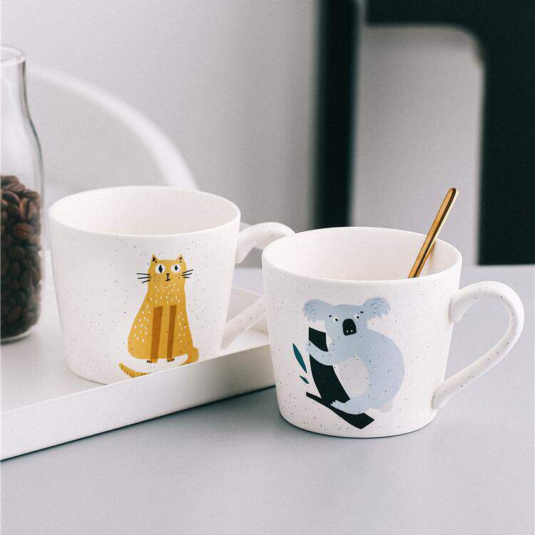 新款猫咪老虎日式创意个性陶瓷杯可爱家用马克杯情侣早餐杯子咖啡