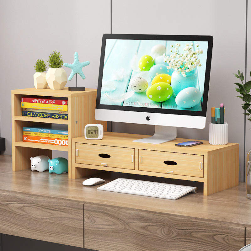 新款电脑增高架带抽屉办公桌面置物架收纳台式显示器屏幕底座抬高