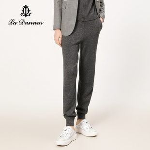 高腰束脚裤 Danum阿丹娜灰色羊毛混羊绒针织裤 子休闲女 秋冬新款