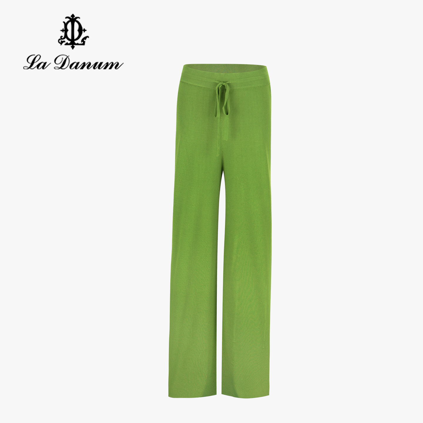 阿丹娜绿色针织直筒宽松阔腿裤