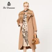 冬季 驼色水貂毛羊毛混蚕丝收腰双面呢大衣 Danum阿丹娜女装 新款