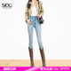 女翘臀小脚裤 弹力紧身九分牛仔裤 显瘦提臀靴裤 SJOG蜜桃臀2026春季