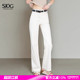 女春宽松拖地长裤 垂感白色高腰阔腿牛仔裤 抗皱 SJOG松弛感直筒