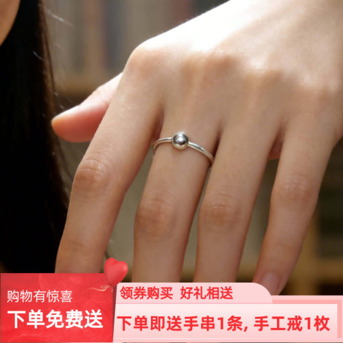 转福999足银手工女戒显白百搭