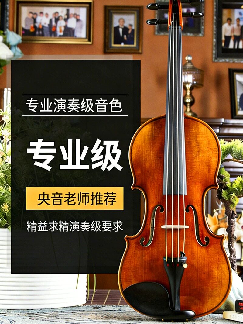 [Professional Grade] Cao's Violin 750E Solid Wood Violin, Pure Handmade Imported European Italian Spruce Grade Test