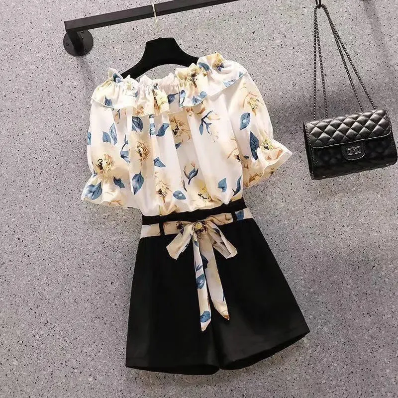 单件/套装大码女装2025夏装遮肚显瘦套装胖妹妹遮肉微胖两件套装