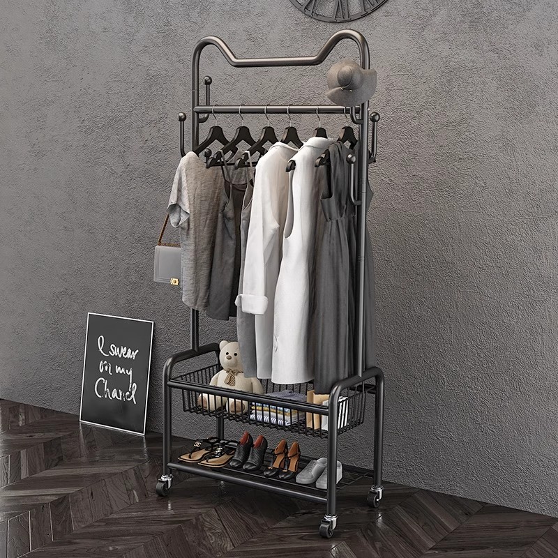 简易衣帽架可移动晾衣架落地室内房间挂衣架子家用卧室衣服收纳架