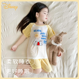 短裤 迪士尼莱赛尔儿童睡衣套装 男女童卡通短袖 薄款 家居服 无骨夏季